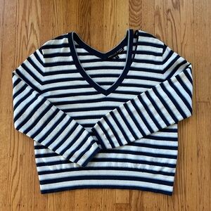 Veronica Beard Long Sleeved, V-neck, Striped Shirt